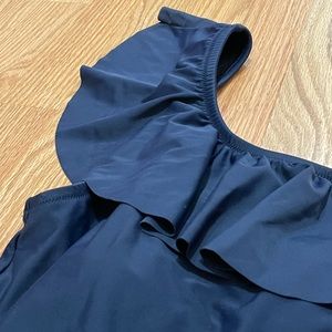 J. Crew Navy One-Shoulder Swim Suit
